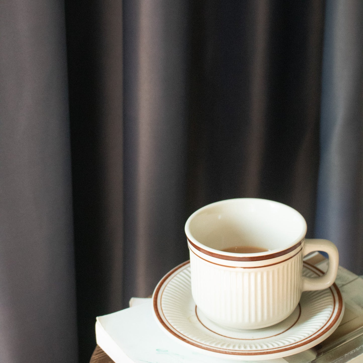 深藍/灰色無花紋高遮光窗簾 - ZEYA Curtain