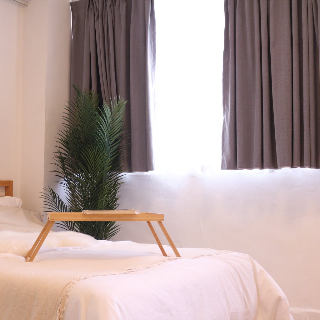 灰色松葉絨 遮光窗簾