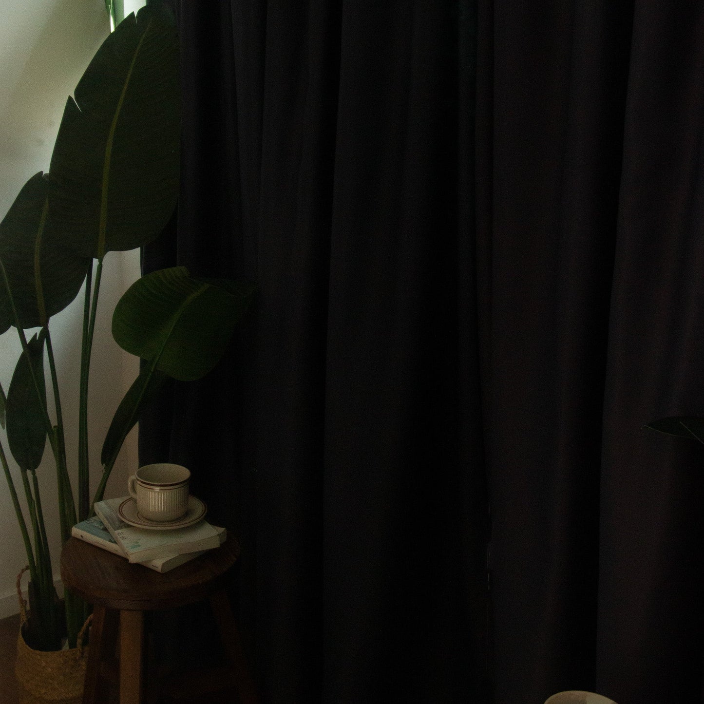 深藍/灰色無花紋高遮光窗簾 - ZEYA Curtain