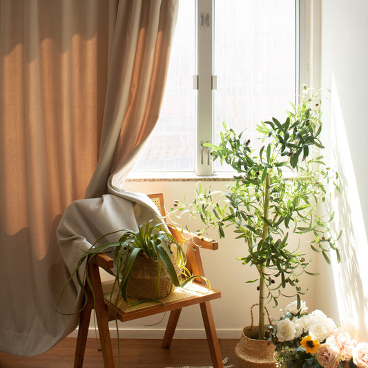 米白松葉絨 遮光窗簾 - ZEYA Curtain