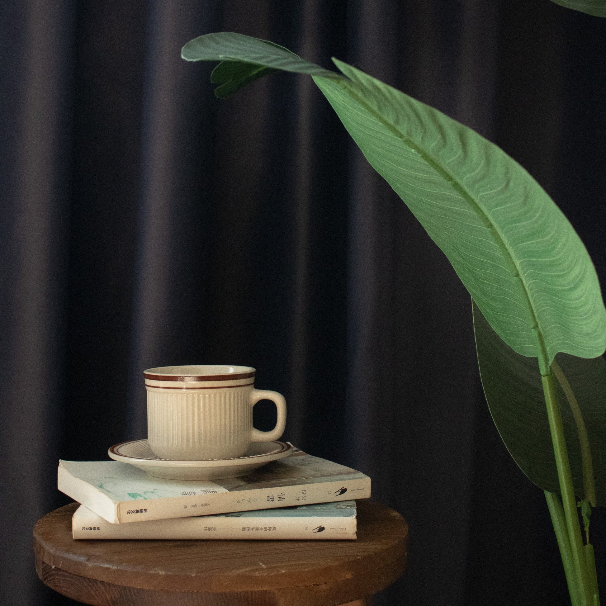 深藍/灰色無花紋高遮光窗簾 - ZEYA Curtain