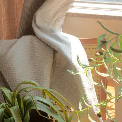 米白松葉絨 遮光窗簾 - ZEYA Curtain