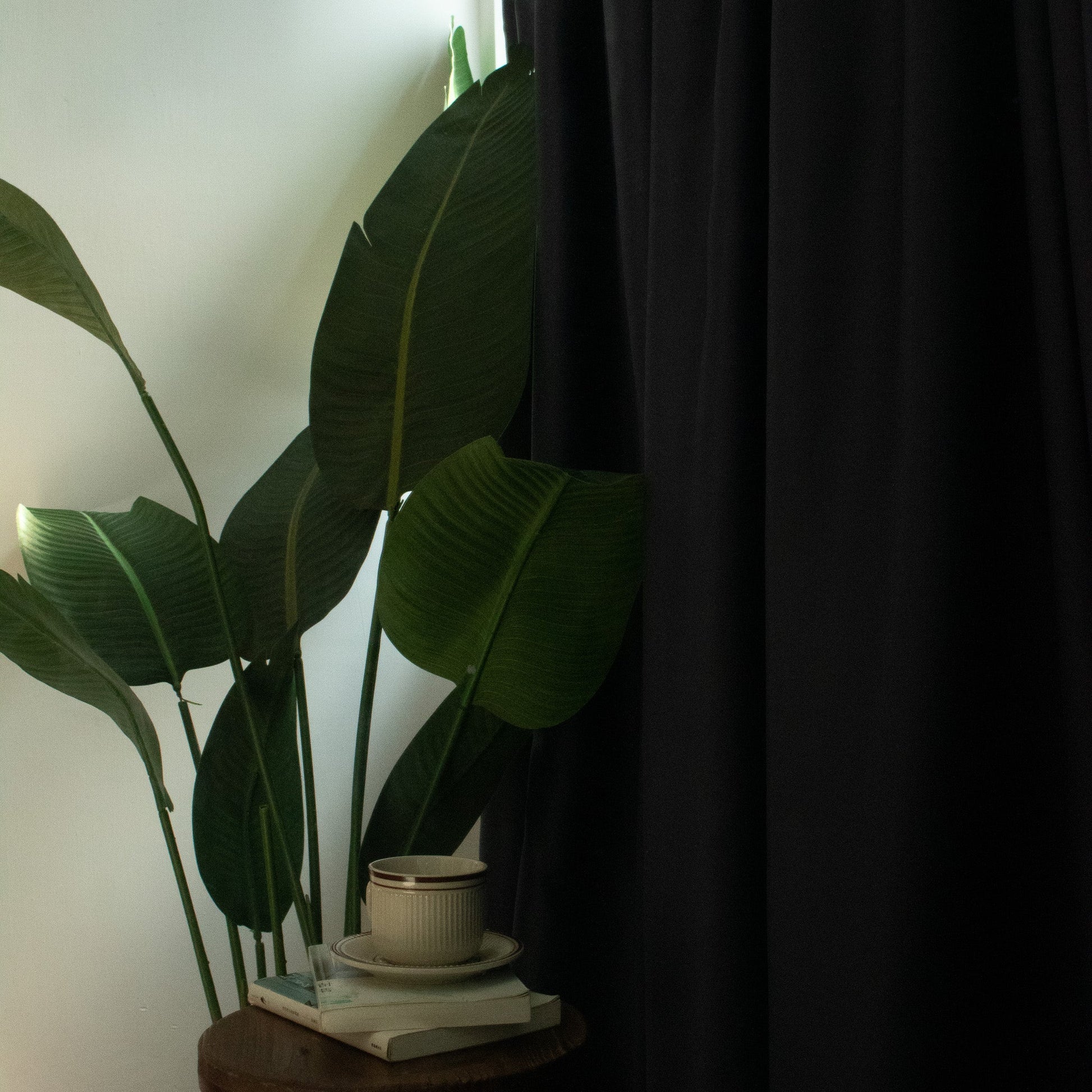 深藍/灰色無花紋高遮光窗簾 - ZEYA Curtain