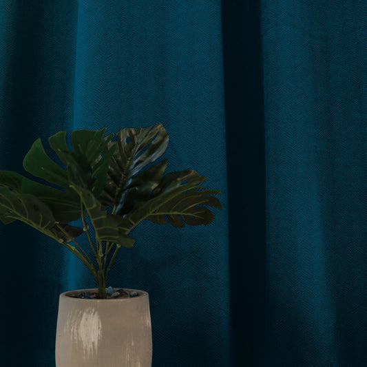 青藍色松葉絨 遮光窗簾 - ZEYA Curtain