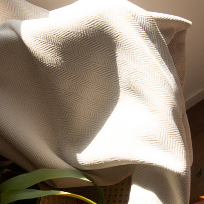 米白松葉絨 遮光窗簾 - ZEYA Curtain